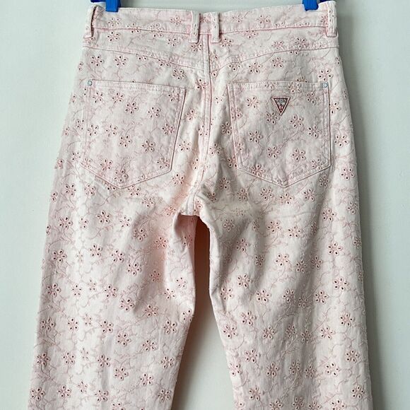 Guess Floridada Peach Jeans Pink Eyelet 1981 Straight Leg  28 - Picture 11 of 11